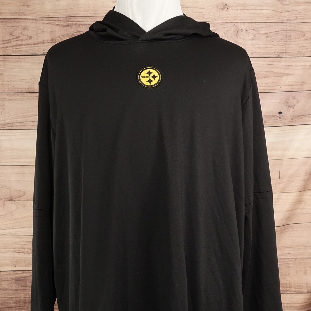 Pittsburgh Steelers Shirt Mens 2XL Black NFL Football Nike Dri-Fit Hooded